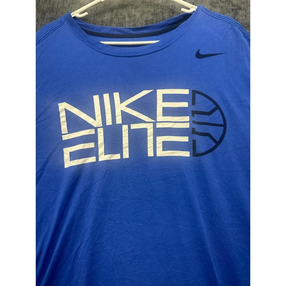 Nike Elite Dri-Fit T-Shirt Mens 3XL Blue Graphic Cotton Short Sleeve Casual
